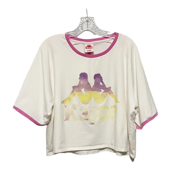 Kappa XL Active Authentic Sand Caraff Cropped Graphic Short Sleeve T-Shirt - Picture 3 of 7